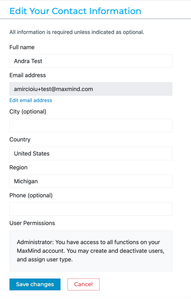 Edit contact information